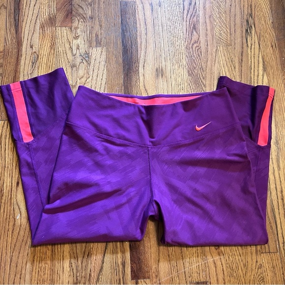 Nike Dri Fit Women's Athletic Leggings Purple Recycled Plastic Medium - Picture 1 of 5
